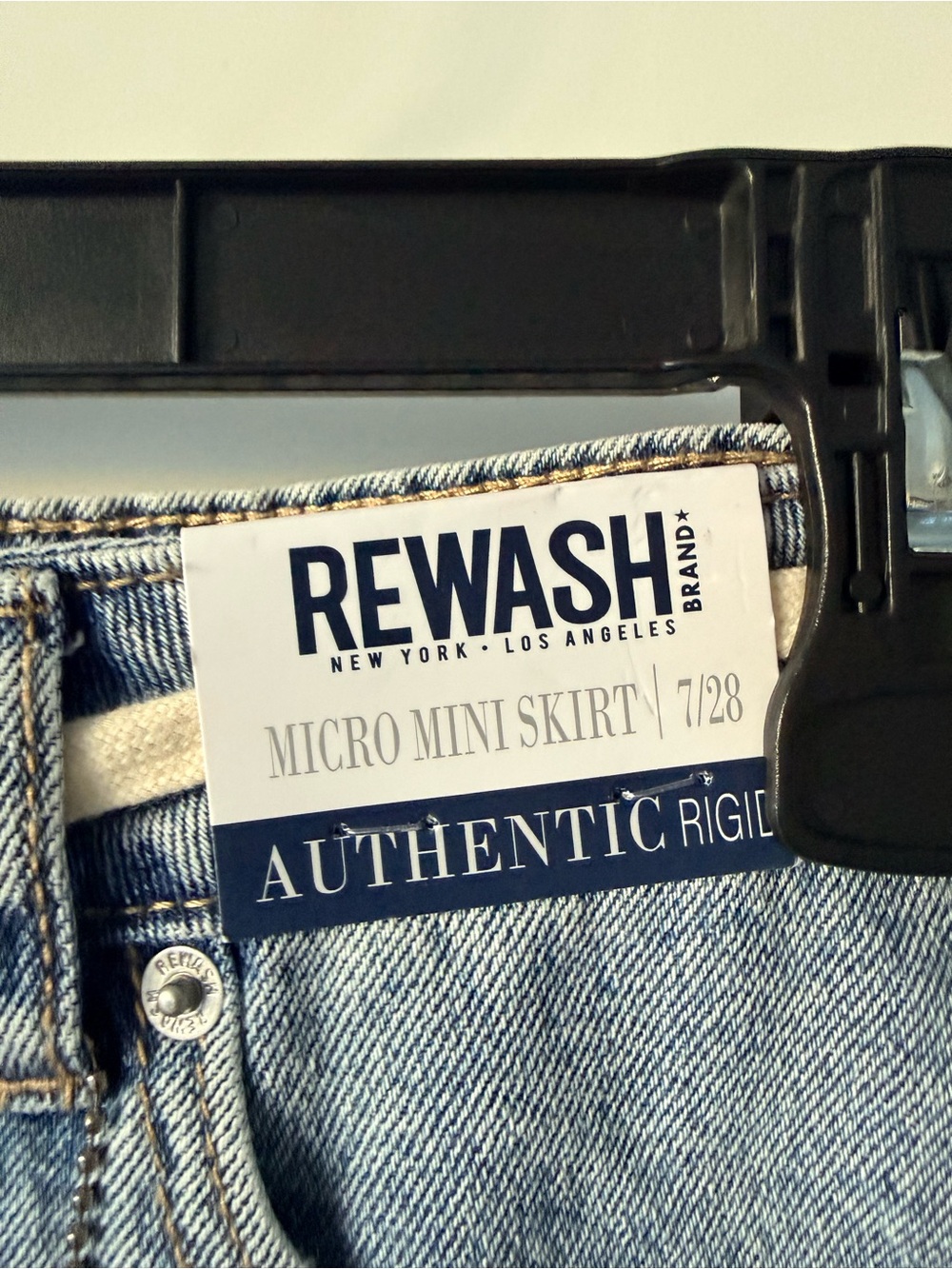 Rewash Denim Micro Mini Skirt with Drawstring 100% Cotton NWT Size 7 - Picture 2 of 7